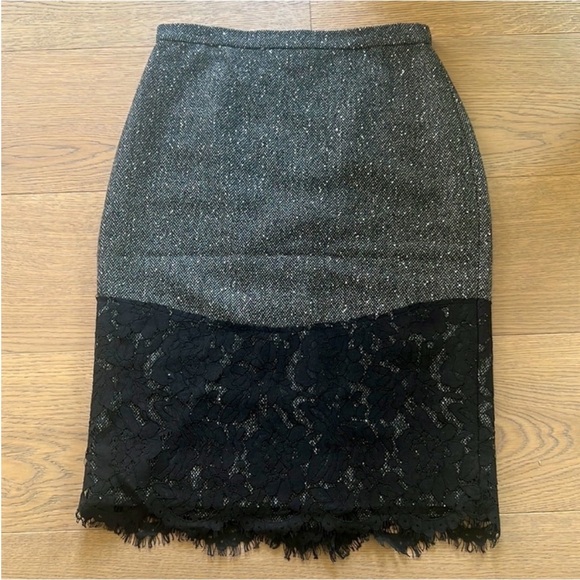 Like New J. Crew Black and Gray Midi Pencil Skirt for Work - Picture 2 of 6